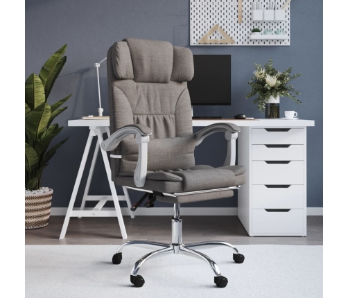 Silla de oficina reclinable con masaje tela gris taupé