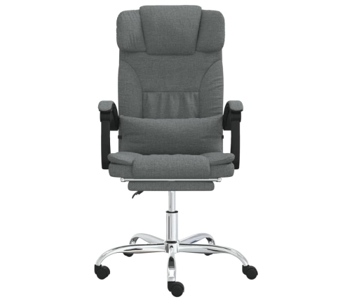 Silla de oficina reclinable con masaje de tela gris oscuro