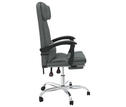 Silla de oficina reclinable con masaje de tela gris oscuro