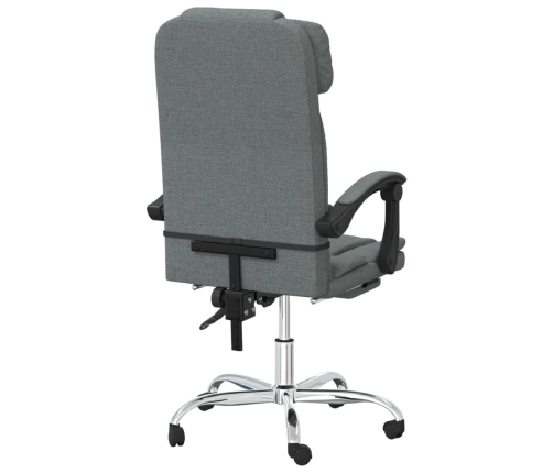 Silla de oficina reclinable con masaje de tela gris oscuro