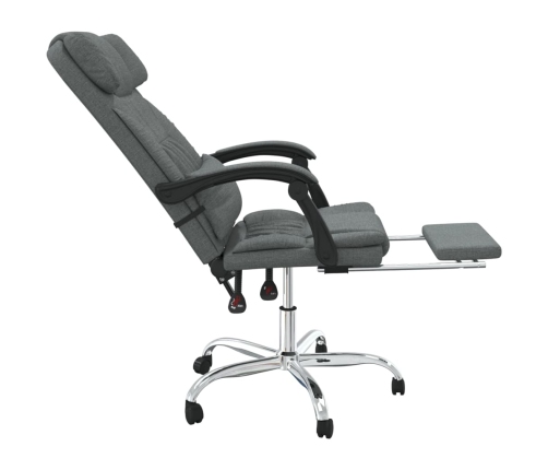 Silla de oficina reclinable con masaje de tela gris oscuro