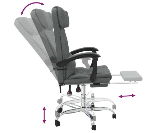 Silla de oficina reclinable con masaje de tela gris oscuro