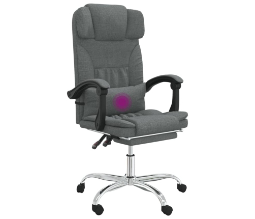 Silla de oficina reclinable con masaje de tela gris oscuro