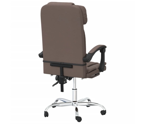 Silla de oficina reclinable masaje cuero sintético marrón