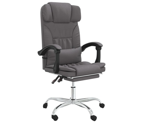 Silla de oficina reclinable masaje cuero sintético gris