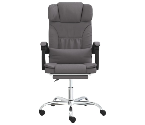 Silla de oficina reclinable masaje cuero sintético gris