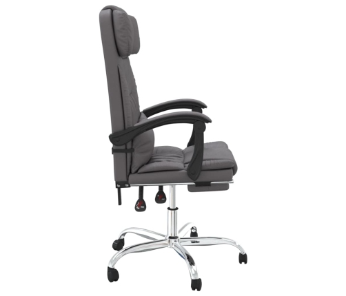 Silla de oficina reclinable masaje cuero sintético gris