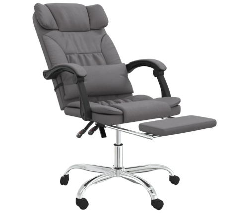 Silla de oficina reclinable masaje cuero sintético gris