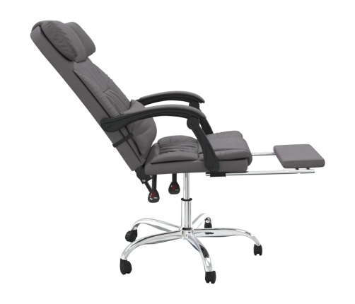 Silla de oficina reclinable masaje cuero sintético gris