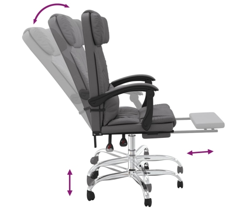 Silla de oficina reclinable masaje cuero sintético gris