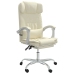 Silla de oficina reclinable masaje cuero sintético color crema