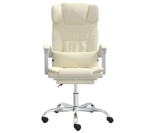 Silla de oficina reclinable masaje cuero sintético color crema