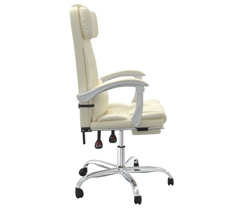 Silla de oficina reclinable masaje cuero sintético color crema