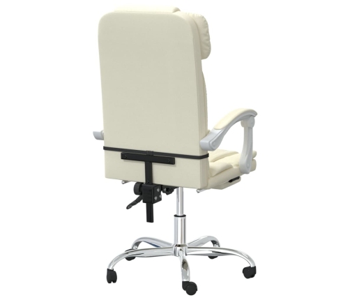 Silla de oficina reclinable masaje cuero sintético color crema