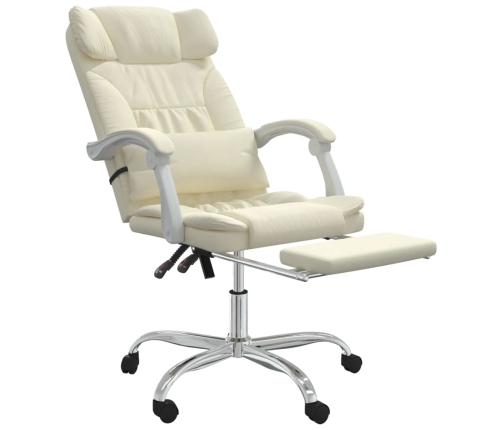 Silla de oficina reclinable masaje cuero sintético color crema