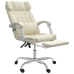 Silla de oficina reclinable masaje cuero sintético color crema