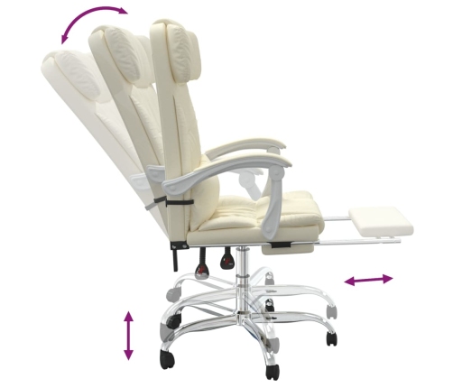 Silla de oficina reclinable masaje cuero sintético color crema