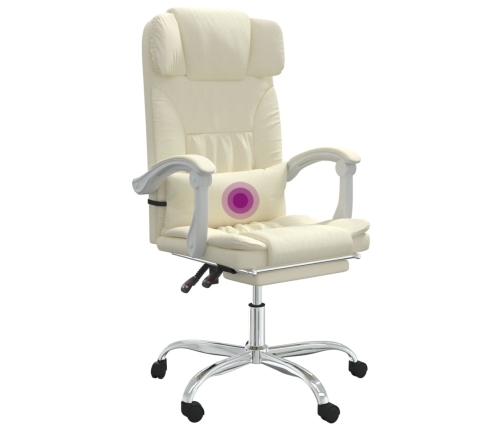 Silla de oficina reclinable masaje cuero sintético color crema