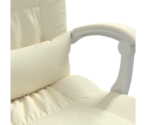 Silla de oficina reclinable masaje cuero sintético color crema