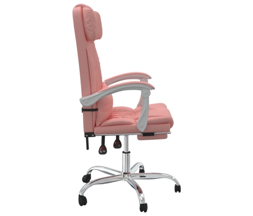 Silla de oficina reclinable masaje cuero sintético rosa