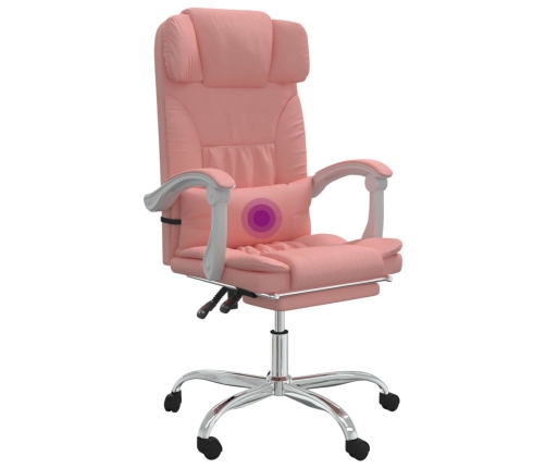 Silla de oficina reclinable masaje cuero sintético rosa