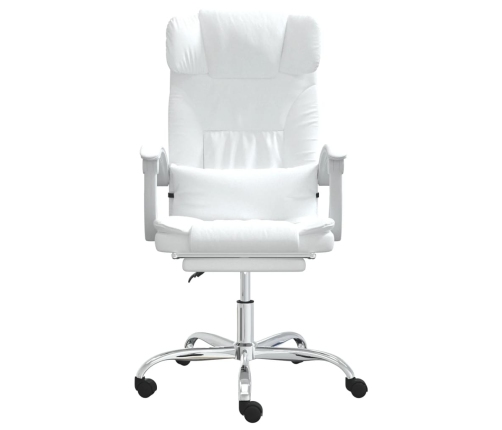 Silla de oficina reclinable masaje cuero sintético blanco