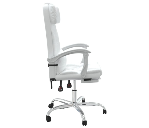 Silla de oficina reclinable masaje cuero sintético blanco