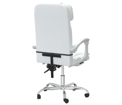 Silla de oficina reclinable masaje cuero sintético blanco