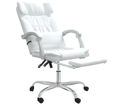 Silla de oficina reclinable masaje cuero sintético blanco