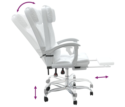 Silla de oficina reclinable masaje cuero sintético blanco