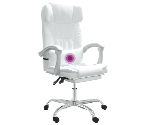 Silla de oficina reclinable masaje cuero sintético blanco