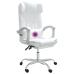 Silla de oficina reclinable masaje cuero sintético blanco