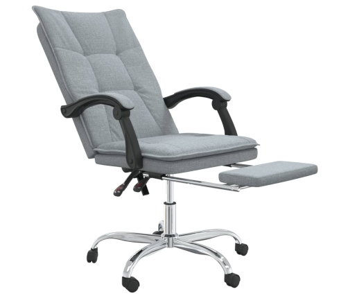 Silla de oficina reclinable de tela gris claro