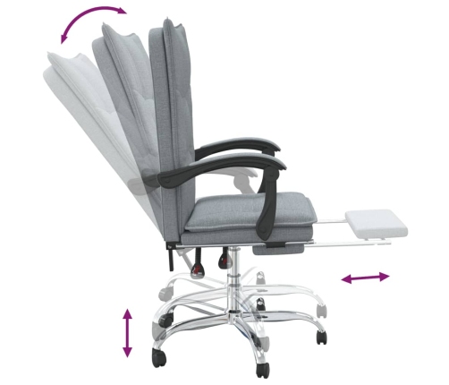 Silla de oficina reclinable de tela gris claro