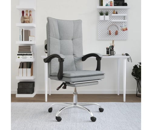 Silla de oficina reclinable de tela gris claro