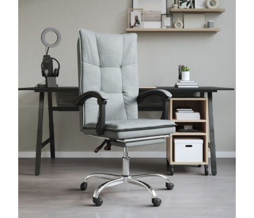 Silla de oficina reclinable de tela gris oscuro