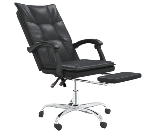 Silla de oficina reclinable cuero sintético negro