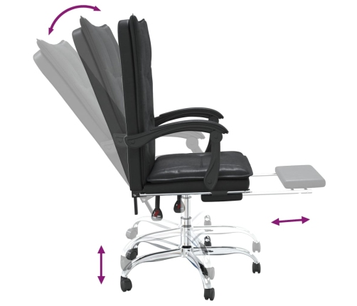 Silla de oficina reclinable cuero sintético negro