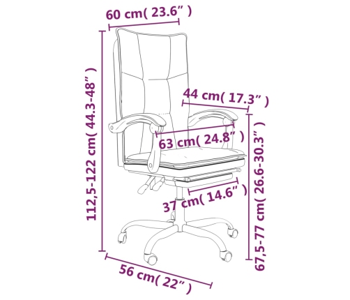 Silla de oficina reclinable cuero sintético negro