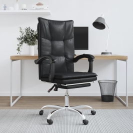 Silla de oficina reclinable cuero sintético negro