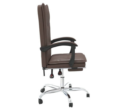 Silla de oficina reclinable cuero sintético marrón