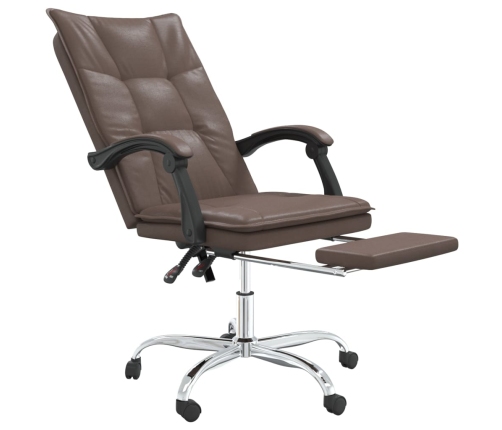 Silla de oficina reclinable cuero sintético marrón