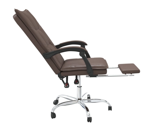 Silla de oficina reclinable cuero sintético marrón