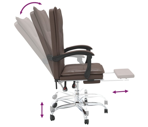 Silla de oficina reclinable cuero sintético marrón