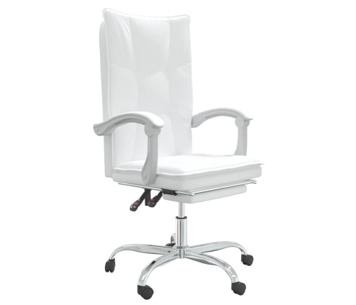 Silla de oficina reclinable cuero sintético blanco