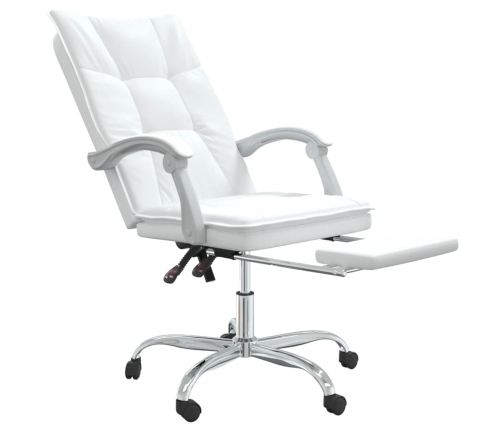 Silla de oficina reclinable cuero sintético blanco