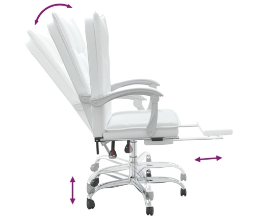 Silla de oficina reclinable cuero sintético blanco