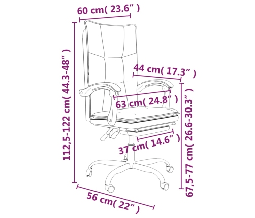 Silla de oficina reclinable cuero sintético blanco