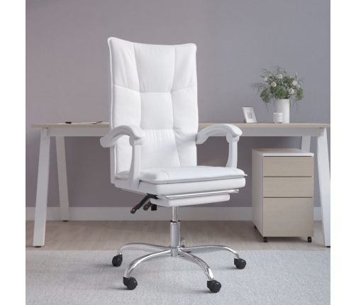 Silla de oficina reclinable cuero sintético blanco