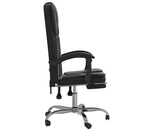 Silla de oficina reclinable negra piel sintética